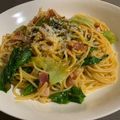 giginet's cooksnap of when they made ベーコンレタストマトのスパゲティ.