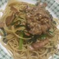 とーきぃだだ's cooksnap of when they made ベーコンとニラのパスタ.