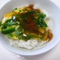 ７２みーにゃん's cooksnap of when they made たまごとニラで♬スピードあんかけ丼風.