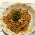クックYNAD48☆'s cooksnap of when they made レンコンと豚肉の甘辛炒め.