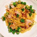つみきき's cooksnap of when they made 茗荷とオクラの和風ペペロンチーノ.
