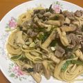 albachan's cooksnap of when they made ほうれん草牛肉ニンニクバター醤油パスタ.