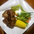 クックHST1BC☆'s cooksnap of when they made ステーキと野菜の付け合わせ.
