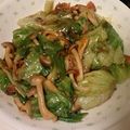 通りすがりのおやぢ's cooksnap of when they made ★ﾚﾀｽ･ﾍﾞｰｺﾝ･茸のｵｲﾏﾖ炒め★.
