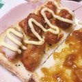 はるにゃ❀'s cooksnap of when they made リメイク。唐揚げトースト.