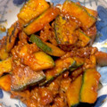 クック6A01DE☆'s cooksnap of when they made ＊甘辛＊かぼちゃと豚肉の韓国風炒め.