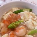 Chico・・☆'s cooksnap of when they made 豆腐とグリーンアスパラ＆えびのスープ.