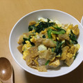 ピンクのたまご's cooksnap of when they made ホウレン草と油揚げの玉子丼☆蕎麦処風.