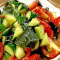 G☆Ponchi's cooksnap of when they made トマトとキュウリとワカメの中華サラダ.