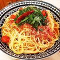 ダッフィーニーうに's cooksnap of when they made トマト・しらす・大葉のパスタ.