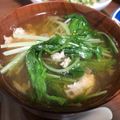 _深朝's cooksnap of when they made 水菜とふわふわ豆腐の鶏団子スープ.