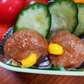 まみぃぃぃる's cooksnap of when they made ミートボール⑤＋コーン＊お弁当に＊.
