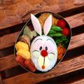 りょたい's cooksnap of when they made ♡チシャ猫と白うさぎ♡キャラ弁♡.