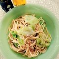 tolulu's cooksnap of when they made イカの塩辛とキャベツの豆乳パスタ.