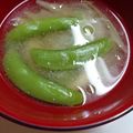 すずぱく's cooksnap of when they made スナップえんどうとミョウガの味噌汁.