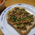 サオリ's cooksnap of when they made ネギｏｎ納豆トースト.