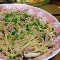 MEGuREEN's cooksnap of when they made きのこと豚肉の和風パスタ☆醤油バター味.