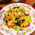 ゆきとあさ's cooksnap of when they made コーンと小松菜でホタテのバター醤油炒め.