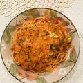 しー☆°'s cooksnap of when they made 簡単♪カニトマトクリームスパゲティー.