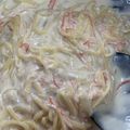 3monsters's cooksnap of when they made ワンポット☆簡単カニカマクリームパスタ☆.