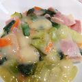 abcjdママ's cooksnap of when they made 青梗菜とベーコンのクリーム煮.