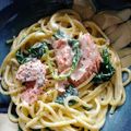 Lake☆Erie's cooksnap of when they made ☆ホウレン草とサーモンのクリームパスタ☆.