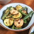 低カロ探検隊's cooksnap of when they made 美味！ズッキーニといんげんとエビの炒め物.