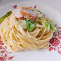 かるぼスパ's cooksnap of when they made スモークチキンの簡単パスタ.