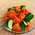 島子☆'s cooksnap of when they made トマトときゅうりの豆板醤あえ.
