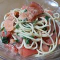 kacchin_'s cooksnap of when they made 簡単トマト・サーモン・大葉の冷製パスタ.