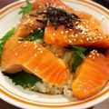ブルちゃん☆'s cooksnap of when they made サーモンのごま漬け丼.