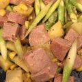 ayayoi's cooksnap of when they made スパムで♪じゃが芋とアスパラのマヨ炒め.