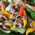ゆっきい９'s cooksnap of when they made 牛こまパプリカ焼肉のタレ炒め.