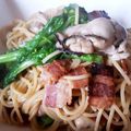 ゲーナがんも's cooksnap of when they made 牡蠣と菜の花のパスタ.