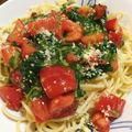 たけのこゆ's cooksnap of when they made モロヘイヤとトマトの冷製パスタ.