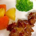 miooim's cooksnap of when they made 牛切り落とし１口ステーキ（照り焼き味）.
