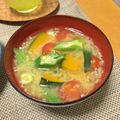 クックABX8PM☆'s cooksnap of when they made オクラとかぼちゃの冷やし味噌汁.