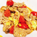 konatsu221's cooksnap of when they made 豚肉しめじミニトマトの中華卵炒め☆.