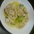 かつらぽん's cooksnap of when they made 鶏と白菜のチーズクリームスパゲティー.