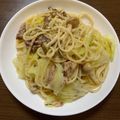 りたくっく's cooksnap of when they made サヴァ缶とキャベツの簡単パスタ.