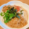 のあぐ's cooksnap of when they made 暑い夏に！納豆とオクラのネバネバ素麺.