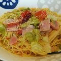 クック7RK4JC☆'s cooksnap of when they made トマトとキャベツとソーセージの絶品パスタ.