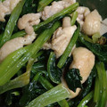 あかぷり's cooksnap of when they made 小松菜と鶏皮のにんにく醤油炒め.
