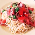 ☆RTK's cooksnap of when they made トマトとオクラの和風冷製パスタ.
