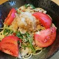 ∞しん's cooksnap of when they made 豚肉と水菜のおろし入りぽんパスタ.
