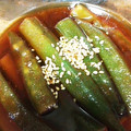 Garfield's cooksnap of when they made 常備菜♪オクラの辛旨煮浸し★レンジで簡単.