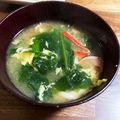 ちびまる！'s cooksnap of when they made 卵入り☆ほうれん草とカニカマのお味噌汁.