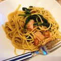 クックB0CFI6☆'s cooksnap of when they made [時短]ほうれん草・ベーコン醤油パスタ.