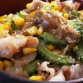 ゆるмαмα's cooksnap of when they made ゴーヤとコーンの塩豚カルビ丼.