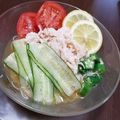 yuumariro's cooksnap of when they made さっぱり鶏だし冷製レモンそうめん☆.